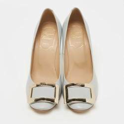 Pre Owned Roger Vivier Grey Leather Trompette Pumps Size 35.5