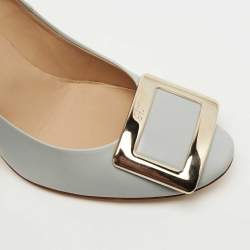 Pre Owned Roger Vivier Grey Leather Trompette Pumps Size 35.5