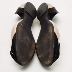 Pre Owned Roger Vivier Black/Pink Satin Crystal Embellished D'orsay Flats Size 37.5