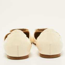 Roger Vivier Cream Patent Leather D'orsay Ballet Flats Size 38