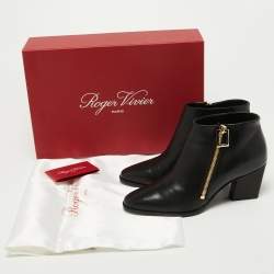 Roger Vivier Black Leather Ankle Boots Size 36.5