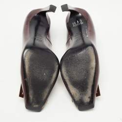 Pre Owned Roger Vivier Dark Burgundy Patent Leather Belle Vivier Trompette Pumps Size 38.5
