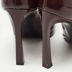 Pre Owned Roger Vivier Dark Burgundy Patent Leather Belle Vivier Trompette Pumps Size 38.5