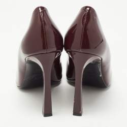 Pre Owned Roger Vivier Dark Burgundy Patent Leather Belle Vivier Trompette Pumps Size 38.5