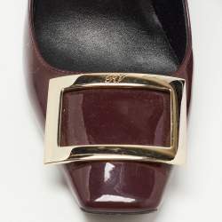 Pre Owned Roger Vivier Dark Burgundy Patent Leather Belle Vivier Trompette Pumps Size 38.5