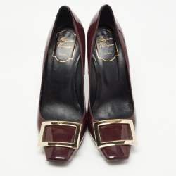 Pre Owned Roger Vivier Dark Burgundy Patent Leather Belle Vivier Trompette Pumps Size 38.5