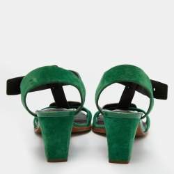 Roger Vivier Green Suede T-Strap Sandals Size 39