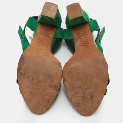 Roger Vivier Green Suede T-Strap Sandals Size 39