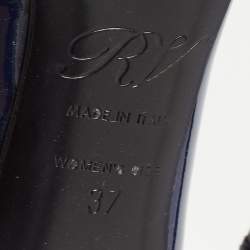 Roger Vivier Navy Blue Patent Leather Trompette Pumps Size 37