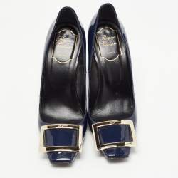 Roger Vivier Navy Blue Patent Leather Trompette Pumps Size 37