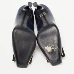 Roger Vivier Navy Blue Patent Leather Trompette Pumps Size 37