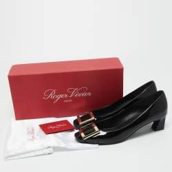 Pre Owned Roger Vivier Black Patent Leather Belle Pumps Size 36.5