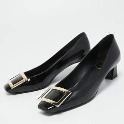 Pre Owned Roger Vivier Black Patent Leather Belle Pumps Size 36.5
