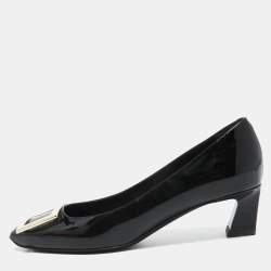 Pre Owned Roger Vivier Black Patent Leather Belle Pumps Size 36.5