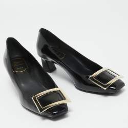 Pre Owned Roger Vivier Black Patent Leather Belle Pumps Size 36.5