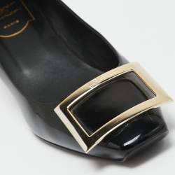 Pre Owned Roger Vivier Black Patent Leather Belle Pumps Size 36.5