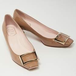 Pre Owned Roger Vivier Brown Patent Leather Trompette Pumps Size 40