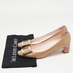 Pre Owned Roger Vivier Brown Patent Leather Trompette Pumps Size 40