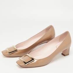 Pre Owned Roger Vivier Brown Patent Leather Trompette Pumps Size 40