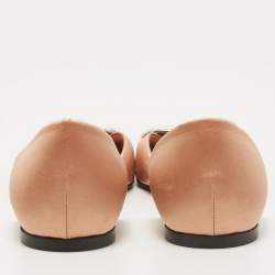 Pre Owned Roger Vivier Beige Satin Strass Chips Ballerina D'orsay Flats Size 38