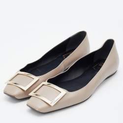 Roger Vivier Beige Leather Belle Ballet Flats Size 40