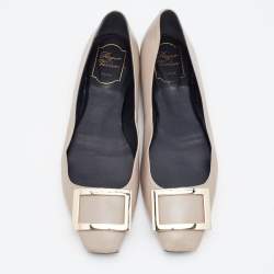 Roger Vivier Beige Leather Belle Ballet Flats Size 40