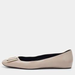 Roger Vivier Beige Leather Belle Ballet Flats Size 40