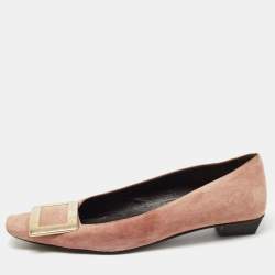 Roger Vivier Pink Suede Gommette Ballet Flats Size 37