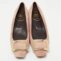 Roger Vivier Pink Suede Gommette Ballet Flats Size 37