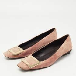 Roger Vivier Pink Suede Gommette Ballet Flats Size 37