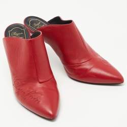 Roger Vivier Red Leather Pointed Toe Mules Size 40