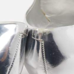 Pre Owned Roger Vivier Silver Leather Crystal Embellished Trompette Pumps Size 40