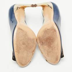 Pre Owned Roger Vivier Navy Blue Patent Leather Trompette Pumps Size 37