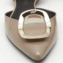 Roger Vivier Grey Patent Leather Belle Vivier Trompette D'orsay Flats Size 38.5