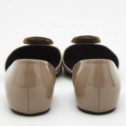 Roger Vivier Grey Patent Leather Belle Vivier Trompette D'orsay Flats Size 38.5