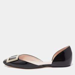 Roger Vivier Black Patent Leather Trompette D'orsay Ballet Flats Size 36