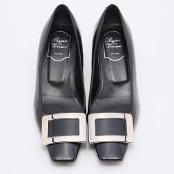 Pre Owned Roger Vivier Black Patent Leather Buckle Detail Pumps Size 37