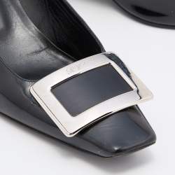 Pre Owned Roger Vivier Black Patent Leather Buckle Detail Pumps Size 37
