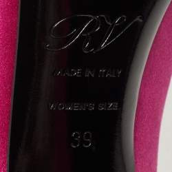 Pre Owned Roger Vivier Pink Satin Fuschia Embellished Peep Toe Pumps Size 39