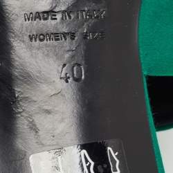 Pre Owned Roger Vivier Green Satin Tiffany Slide Sandals Size 40