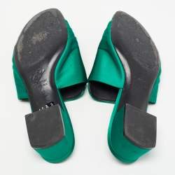 Pre Owned Roger Vivier Green Satin Tiffany Slide Sandals Size 40