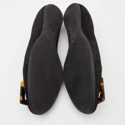 Roger Vivier Black Suede Tortoise Shell Buckle Ballet Flats Size 39.5