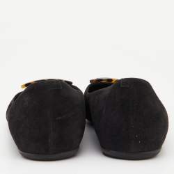 Roger Vivier Black Suede Tortoise Shell Buckle Ballet Flats Size 39.5