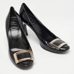 Pre Owned Roger Vivier Black Patent Leather Trompette Pumps Size 40.5