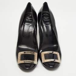 Pre Owned Roger Vivier Black Patent Leather Trompette Pumps Size 40.5