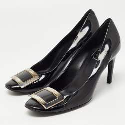Pre Owned Roger Vivier Black Patent Leather Trompette Pumps Size 40.5
