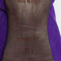 Pre Owned Roger Vivier Purple Suede Chips Buckle D'orsay Ballet Flats Size 39.5