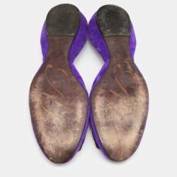 Pre Owned Roger Vivier Purple Suede Chips Buckle D'orsay Ballet Flats Size 39.5