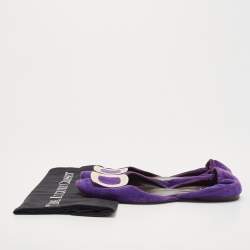 Roger Vivier Purple Suede Chip Buckle D'orsay Ballet Flats Size 38