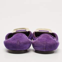 Roger Vivier Purple Suede Chip Buckle D'orsay Ballet Flats Size 38